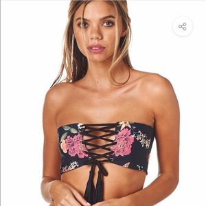 Montce Emma Floral Bikini Top Black XS